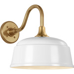 Academy Outdoor Flynn Barn Rockhouse Shade Wall Light - Hand-Rubbed Antique Brass / White