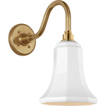 Academy Outdoor Flynn Barn Savannah Shade Wall Light - Hand-Rubbed Antique Brass / White