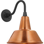 Academy Outdoor Flynn Barn Bowers Shade Wall Light - Matte Black / Soft Copper