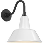 Academy Outdoor Flynn Barn Bowers Shade Wall Light - Matte Black / White