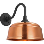 Academy Outdoor Flynn Barn Rockhouse Shade Wall Light - Matte Black / Soft Copper