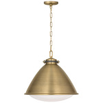 Hayward Pendant - Time Worn Brass / Milk White