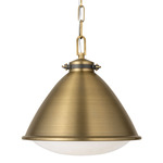 Hayward Pendant - Time Worn Brass / Milk White