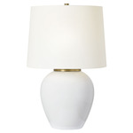 Lilian Table Lamp - White / White Linen