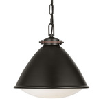 Hayward Pendant - Aged Iron / Milk White