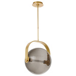 Fues Pendant - Natural Brass / Transparent Smoke