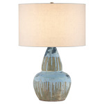 Catania Drum Table Lamp - Blue / Off White