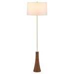Lathe Floor Lamp - Brushed Brass / White
