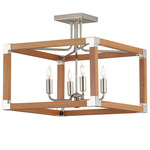 Boyd Semi Flush Ceiling Light - Polished Nickel / Natural