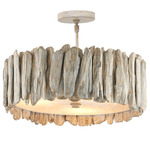 Driftwood Convertible Semi Flush Ceiling Light - Whitewash / White