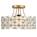 Spring Flower Semi Flush Ceiling Light - Brass / Frosted