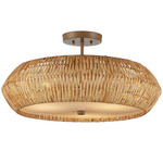 Antibes Semi Flush Ceiling Light - Natural / White