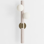 Willow Wall Sconce Right Position - Overstock - White Oak / Brushed Brass