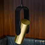 Nastro Pendant - Overstock - Sand Black / Brushed Brass Cylinder