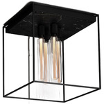 Caged 4.0 Square Ceiling Light - Satin Black / Black Marble