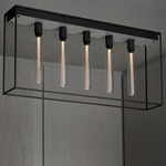 Caged 5.0 Linear Ceiling Light - Satin Black / White Marble