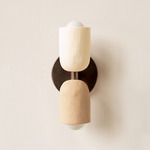 Ceramic Up Down Slim Wall Sconce - Overstock - Patina Brass Canopy / White Clay Upper Shade