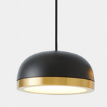 Molly Pendant - Overstock - Brushed Brass Ring/ Sand Black Dome