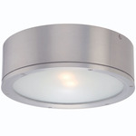 Tube Round Outdoor Wall / Ceiling Light - Floor Model - Brushed Aluminum / Etched Glass
