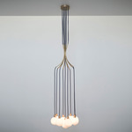 Drape Skirt Chandelier - Floor Model - Brushed Brass / Opaque White