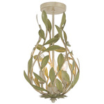 Broche Teardrop Semi Flush Ceiling Light - Champagne Green Tea