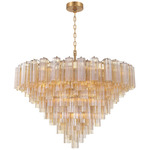 Addis Chain Hung Drop Chandelier - Aged Brass / Amber