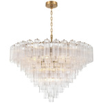 Addis Chain Hung Drop Chandelier - Aged Brass / Clear