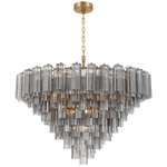 Addis Chain Hung Drop Chandelier - Aged Brass / Smoke