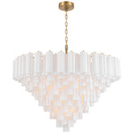 Addis Chain Hung Drop Chandelier - Aged Brass / White