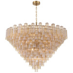 Addis Chain Hung Drop Chandelier - Aged Brass / Amber