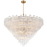 Addis Chain Hung Drop Chandelier - Aged Brass / Clear