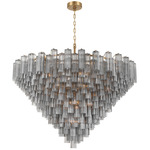 Addis Chain Hung Drop Chandelier - Aged Brass / Smoke