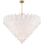 Addis Chain Hung Drop Chandelier - Aged Brass / White