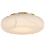 Acme Round Semi Flush Ceiling Light - Aged Brass / White