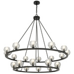Aragon Double Tier Chandelier - Matte Black / Crystal