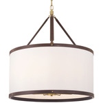 Callahan Drum Pendant - Luxe Gold / Brown / White