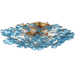Esme Semi Flush Ceiling Light - Aged Brass / Blue