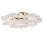 Esme Semi Flush Ceiling Light - Aged Brass / White