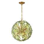 Esme Chandelier - Aged Brass / Green