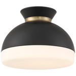 Gidget Semi Flush Ceiling Light - Matte Black / Vibrant Gold / White Glass