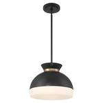 Gidget Pendant - Matte Black / Vibrant Gold / White Glass