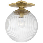 Orly Semi Flush Ceiling Light - Aged Brass / Clear