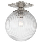Orly Semi Flush Ceiling Light - Polished Nickel / Clear