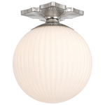 Orly Semi Flush Ceiling Light - Polished Nickel / White