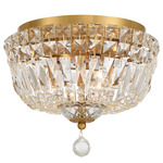 Roslyn Semi Flush Ceiling Light - Aged Brass / Clear
