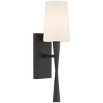 Trenton Glass Wall Sconce - Black Forged / White