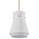 Bryony Pendant - Brushed Gold / White