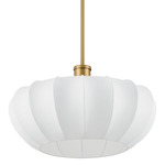 Bryony Round Pendant - Brushed Gold / White