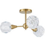 Helena Semi Flush Ceiling Light - Brushed Gold / Clear