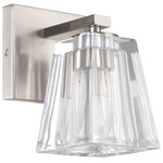 Valentin Single Wall Sconce - Brushed Nickel / Clear Pressed Glass